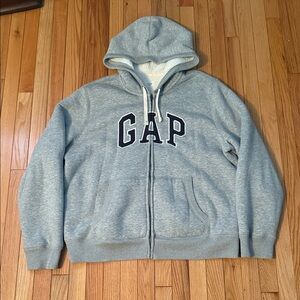 GAP Heather Gray Fleece Lined Zip-Up Hoodie